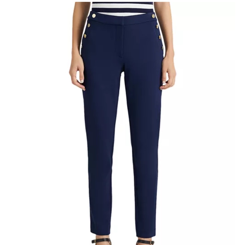 Lauren Ralph Lauren Dark Blue/Navy side button Straight Leg Pants M